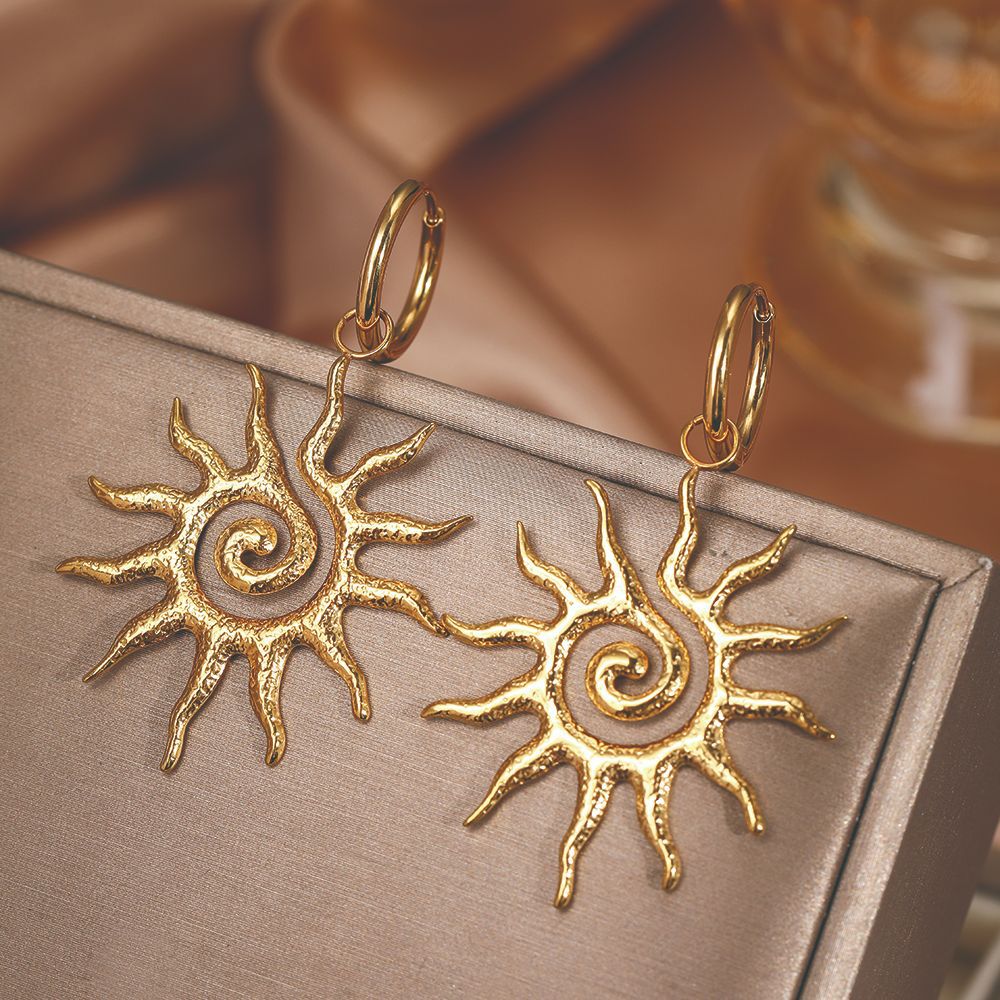 Spiral SUNFLOWER Pendant Earrings For Women