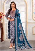 Teal Blue Chanderi Embroidered Party Pant Style Suit Set