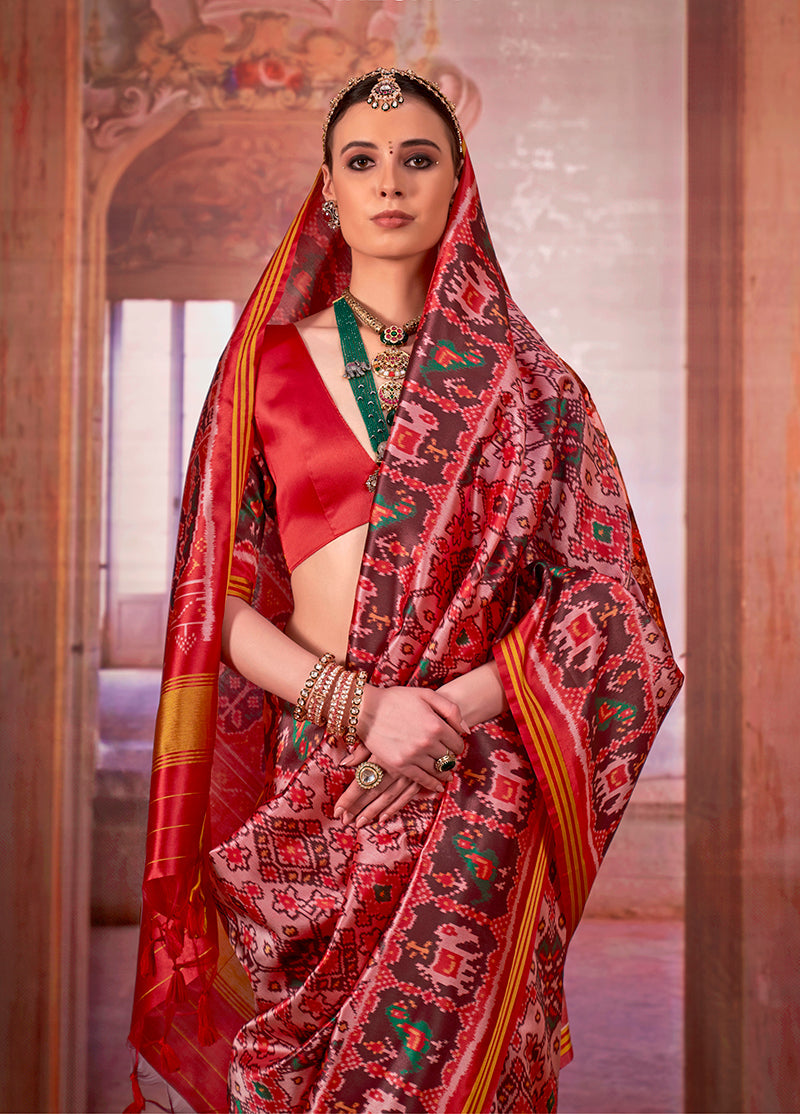 Multi Colour Patola Print Silk Blend Saree for Festive Occasions