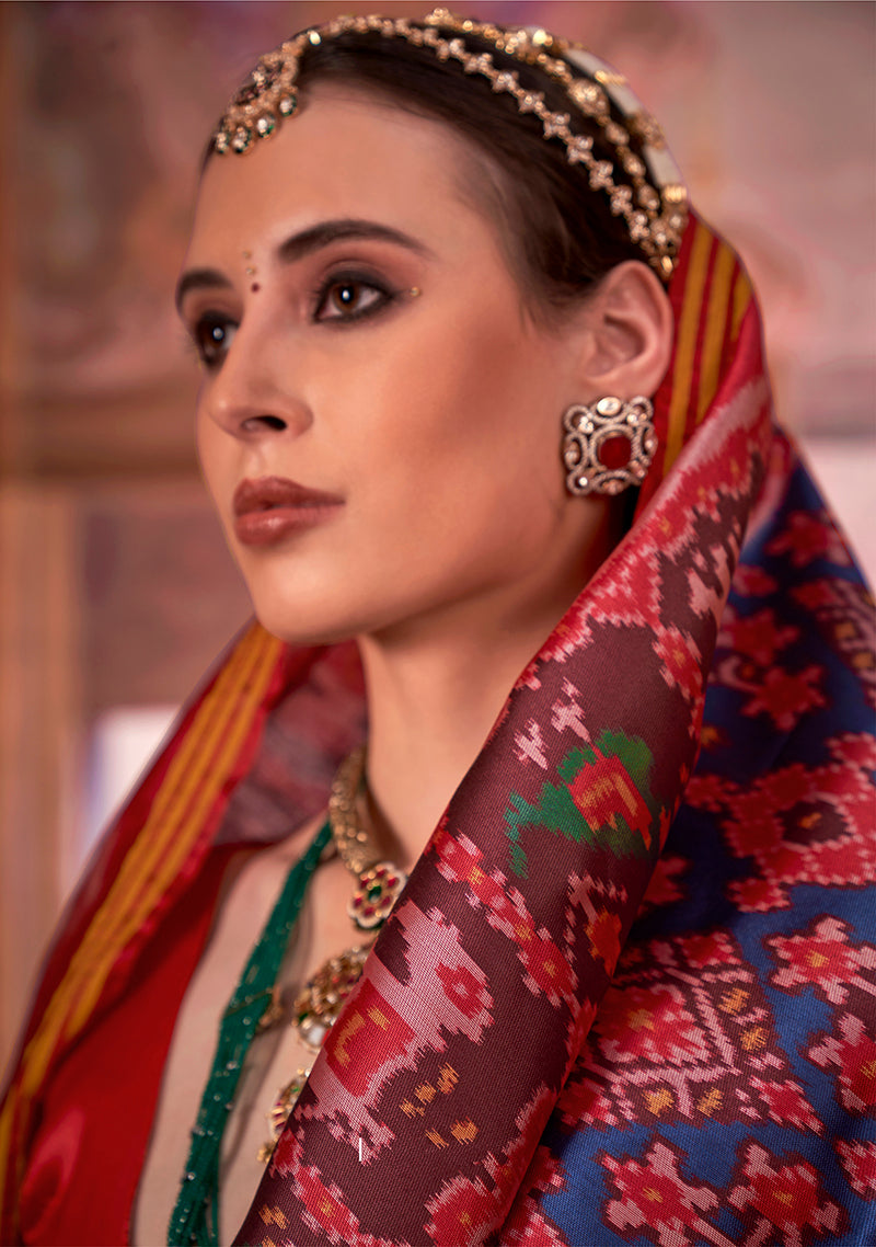 Multi Colour Patola Print Silk Blend Trendy Saree