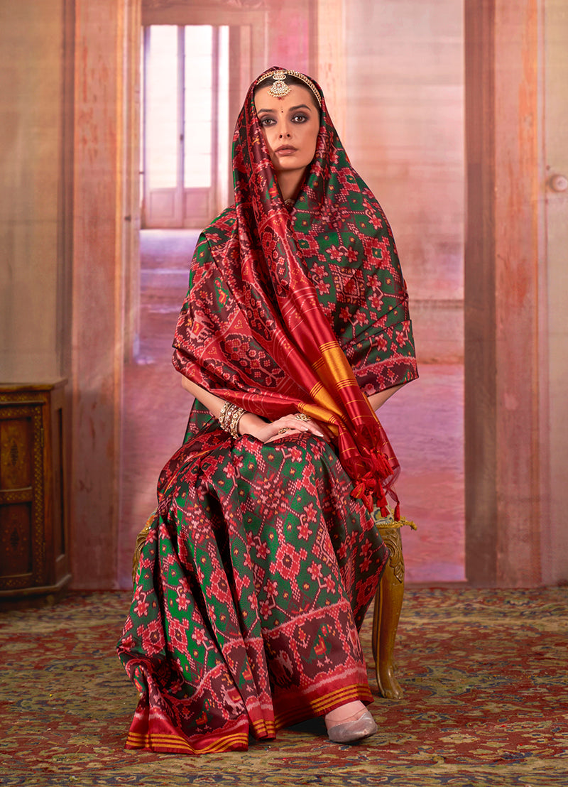 Multi Colour Patola Print Silk Blend Trendy Saree