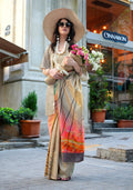 Multi colour silk blend saree with vibrant digital print pattern