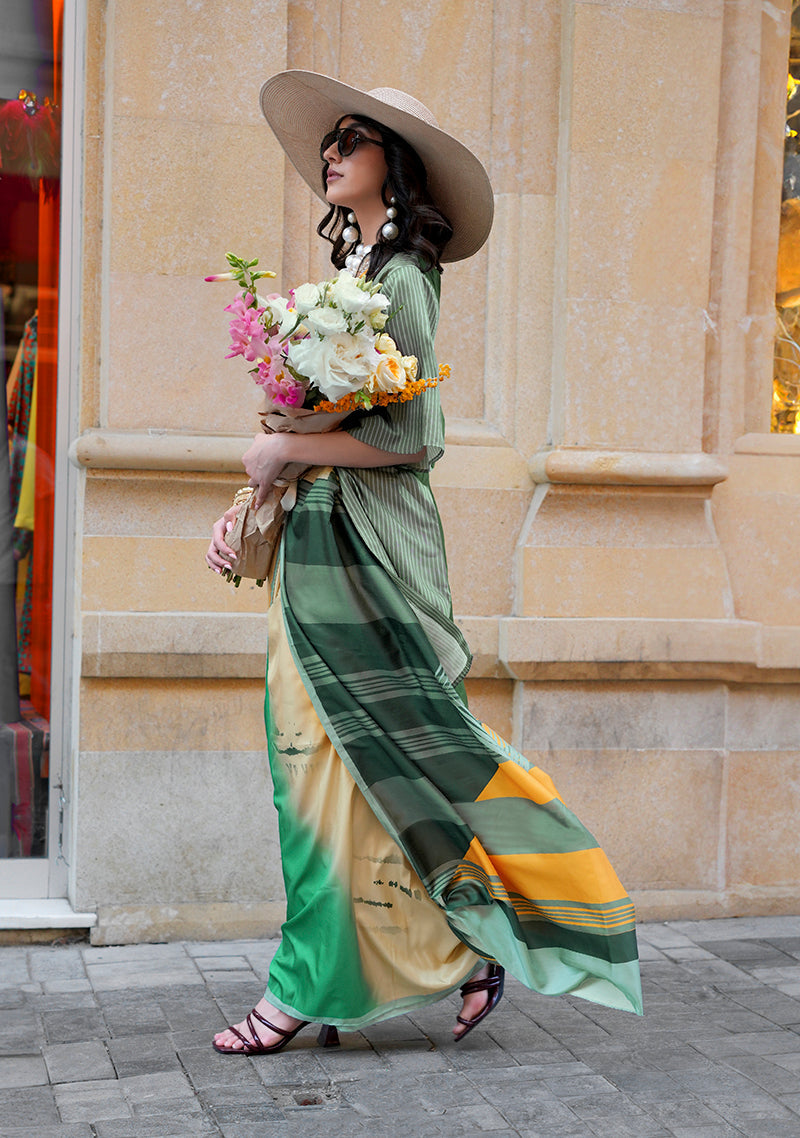 Multi Colour Digital Print Silk Blend Casual Classic Saree