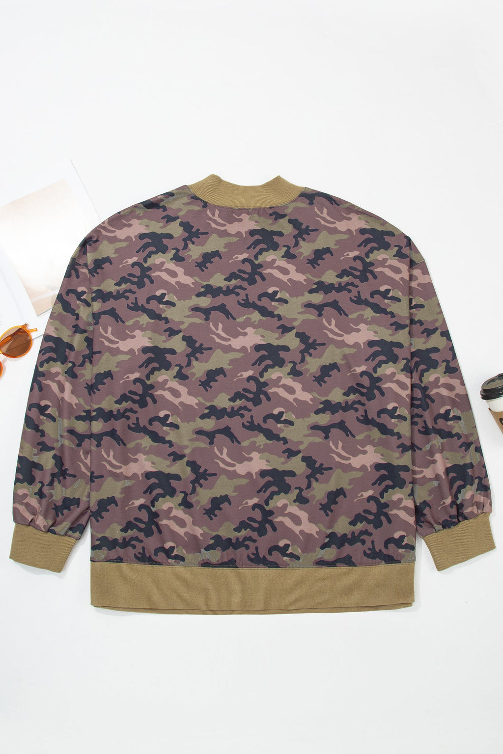 Plus Size Camo Mock Neck Oversized Sweatshirt