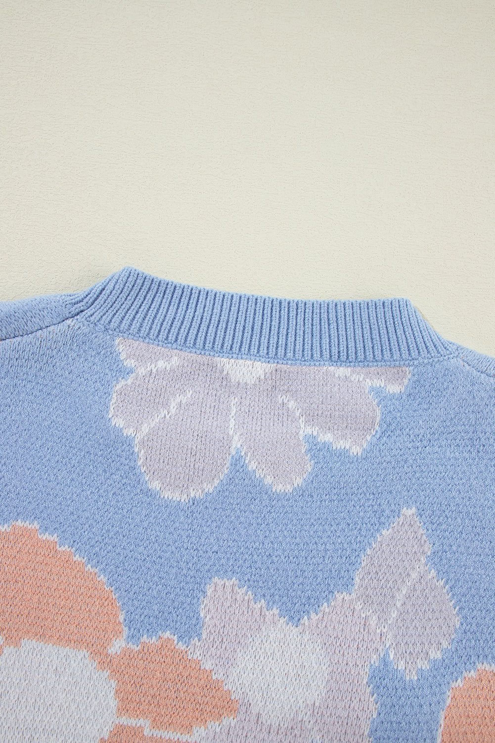 Zelda Floral Drop Shoulder Knit Sweater in Blue - Image 6