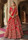 Red Khatli Embroidered Silk Blend Bridal Lehenga Choli Set
