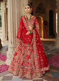 Red Khatli Embroidered Silk Blend Bridal Lehenga Choli Set