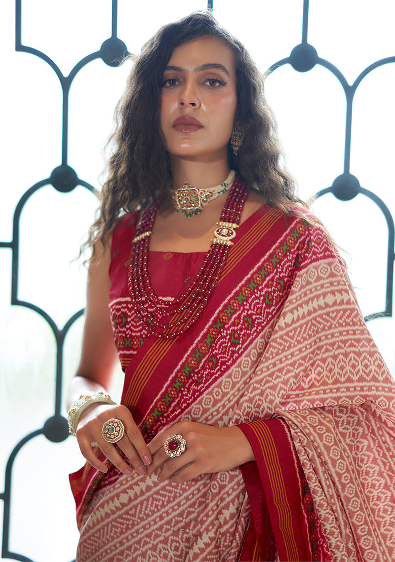 Multicolor Printed Silk Blend Contemporary Party Saree