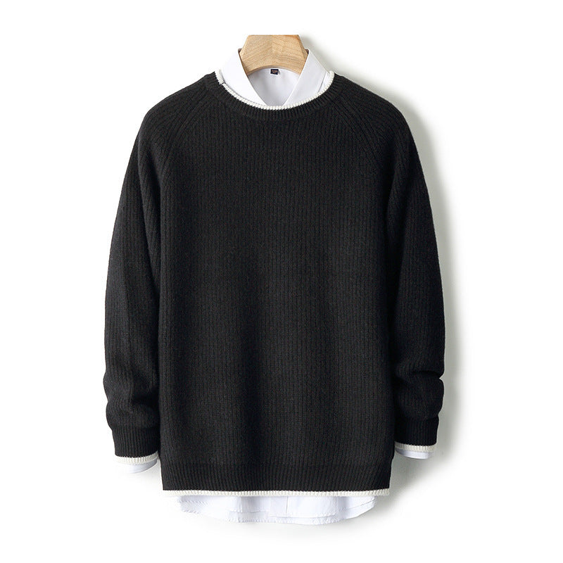 Men's Thickened Wool Round Neck Sweater - Heavyweight Winter Knit