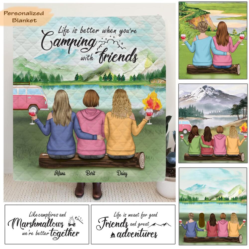 Personalized Camping Quilt/Fleece Blanket - Best Gift For Camping Lovers, Friends - We Are More Than Just Camping Friends