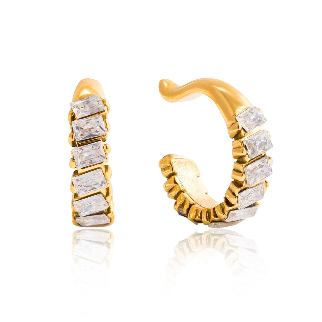 Minimalist high-end zircon earrings featuring 18K gold and S925 silver finish