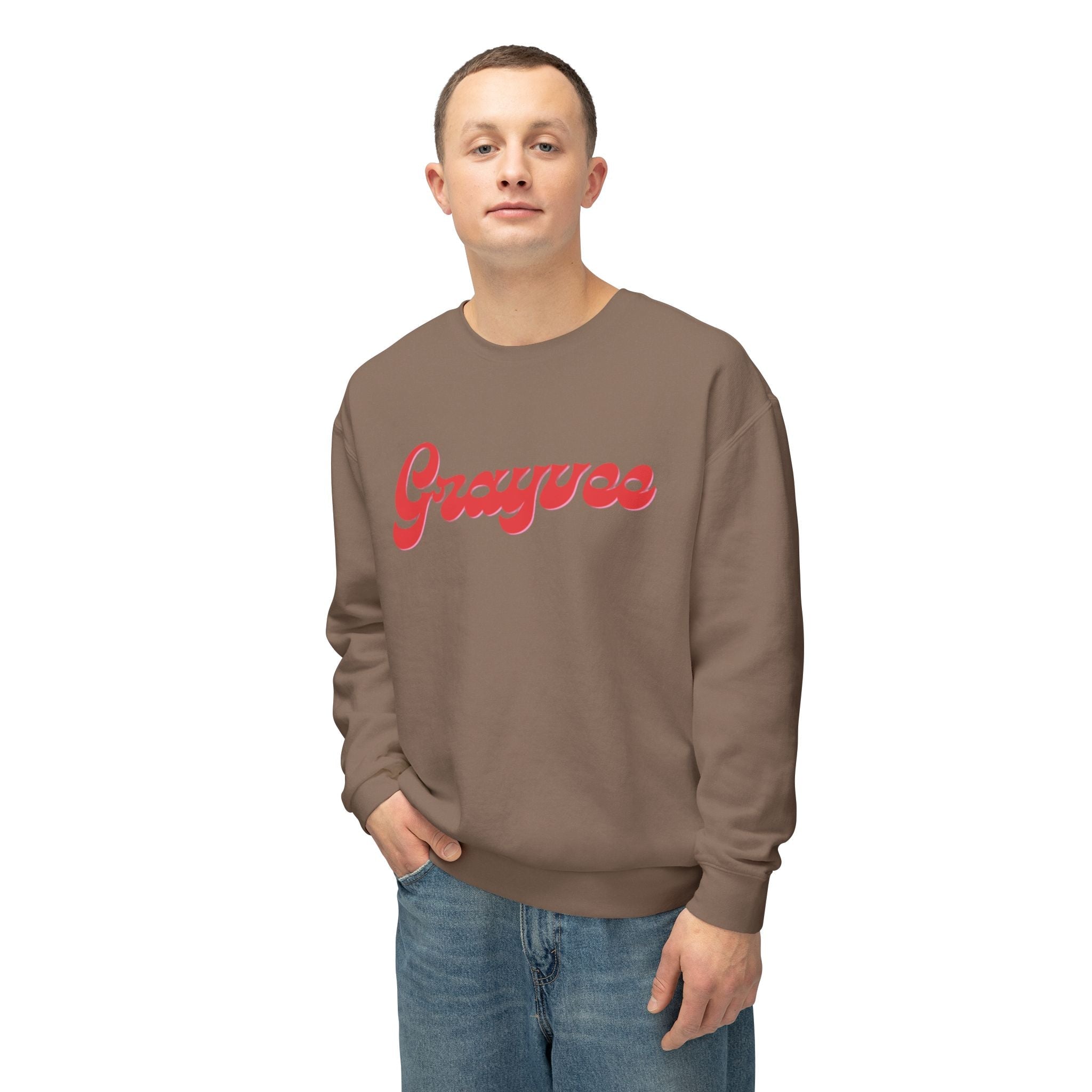 Unisex Lightweight Crewneck Sweatshirt in Charcoal and Cream