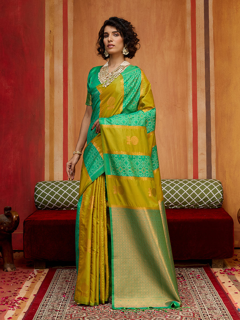 Multi Colour Handloom Silk Blend Contemporary Weaving Saree