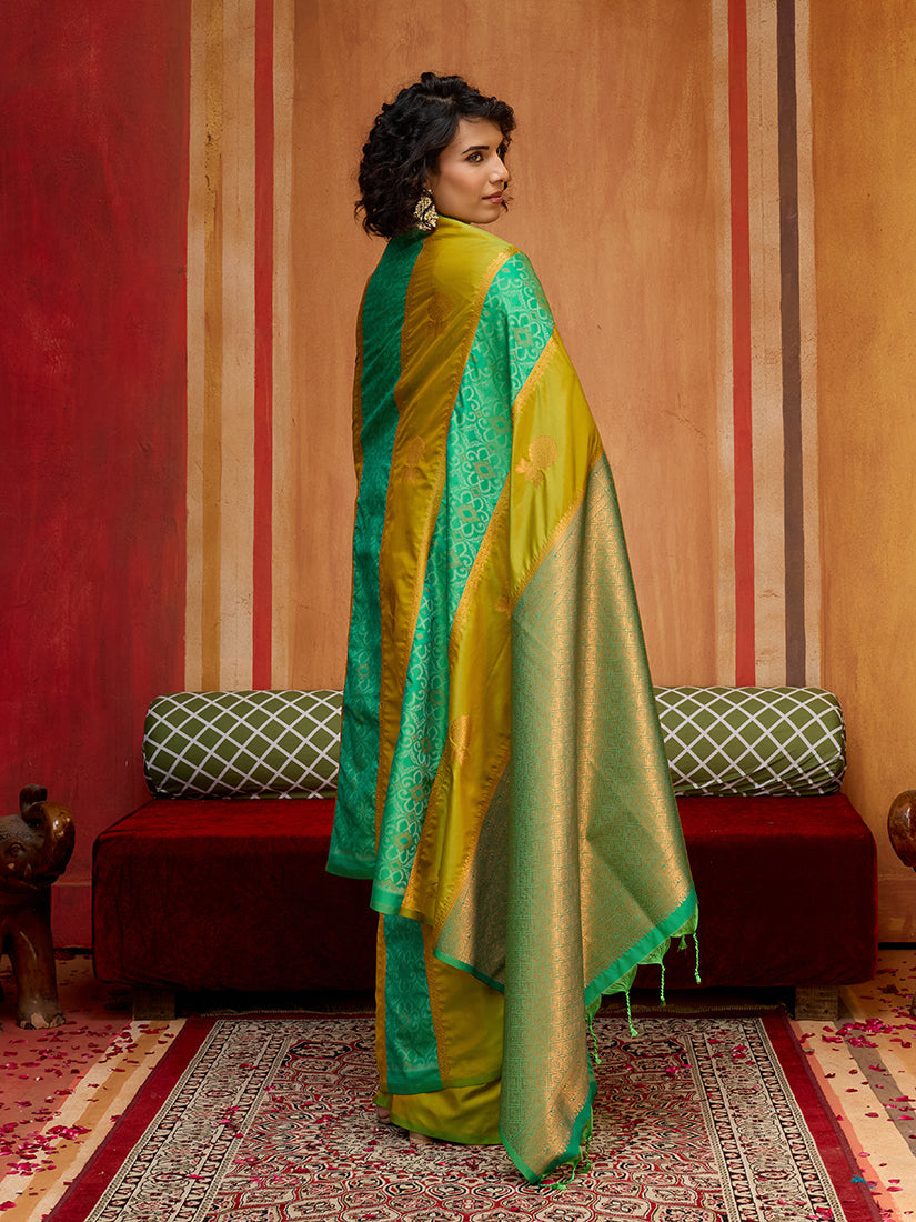 Multi Colour Handloom Silk Blend Contemporary Weaving Saree