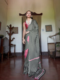 Multicolor Satin Printed Saree with ethnic patterns