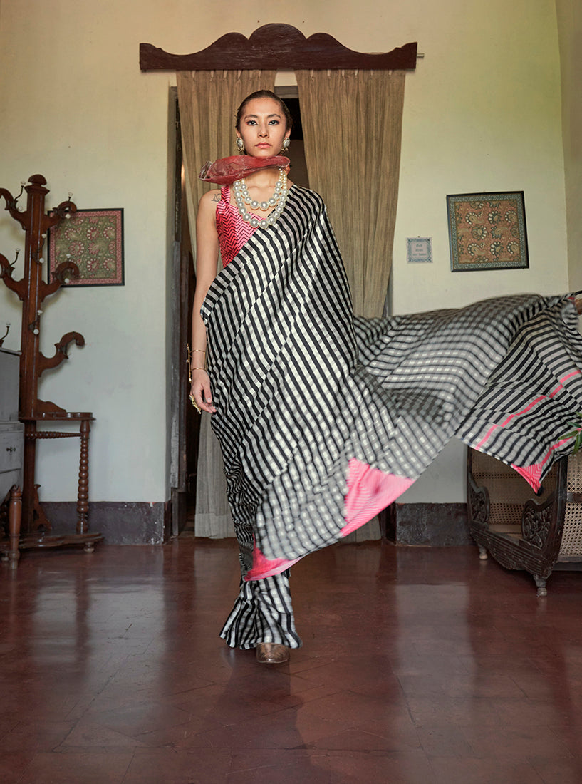 Multicolor Satin Printed Casual Saree