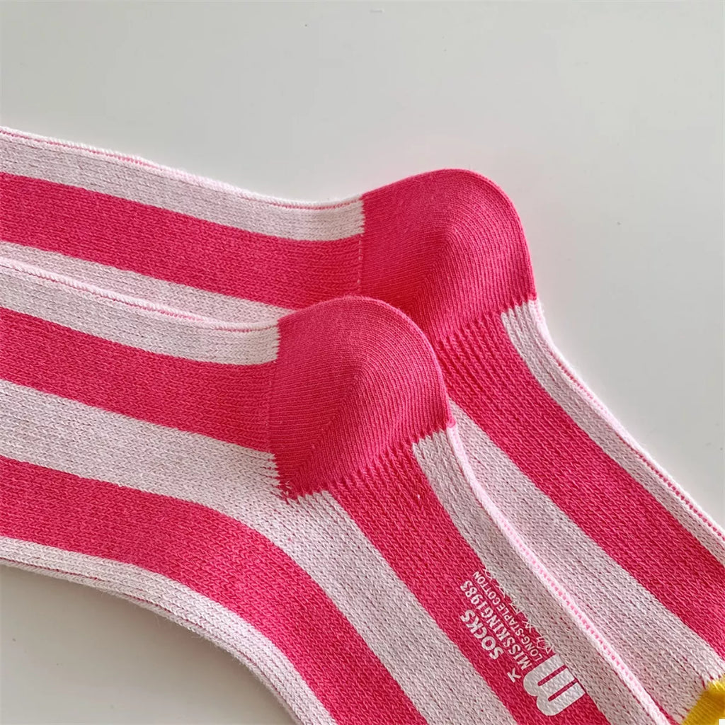 Contrast Striped Crew Socks