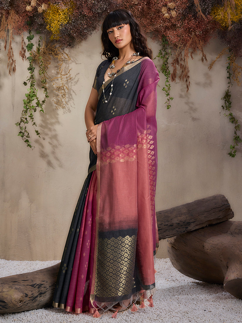 Multi Colour Viscose Cotton Weaving Contemporary Saree