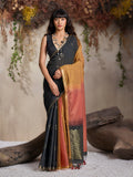 Multi colour viscose cotton contemporary saree with intricate weaving