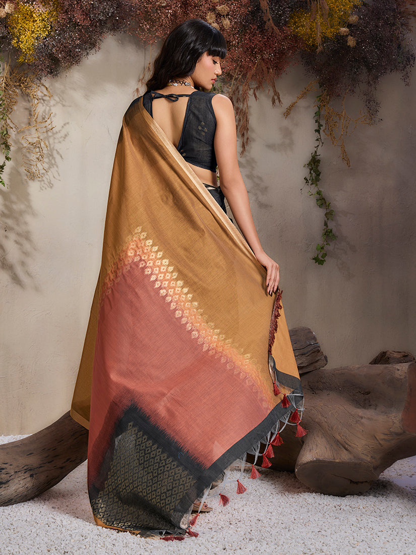 Multi Colour Viscose Cotton Weaving Contemporary Saree