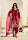 Maroon Velvet Embroidered Salwar Kameez with Sequins