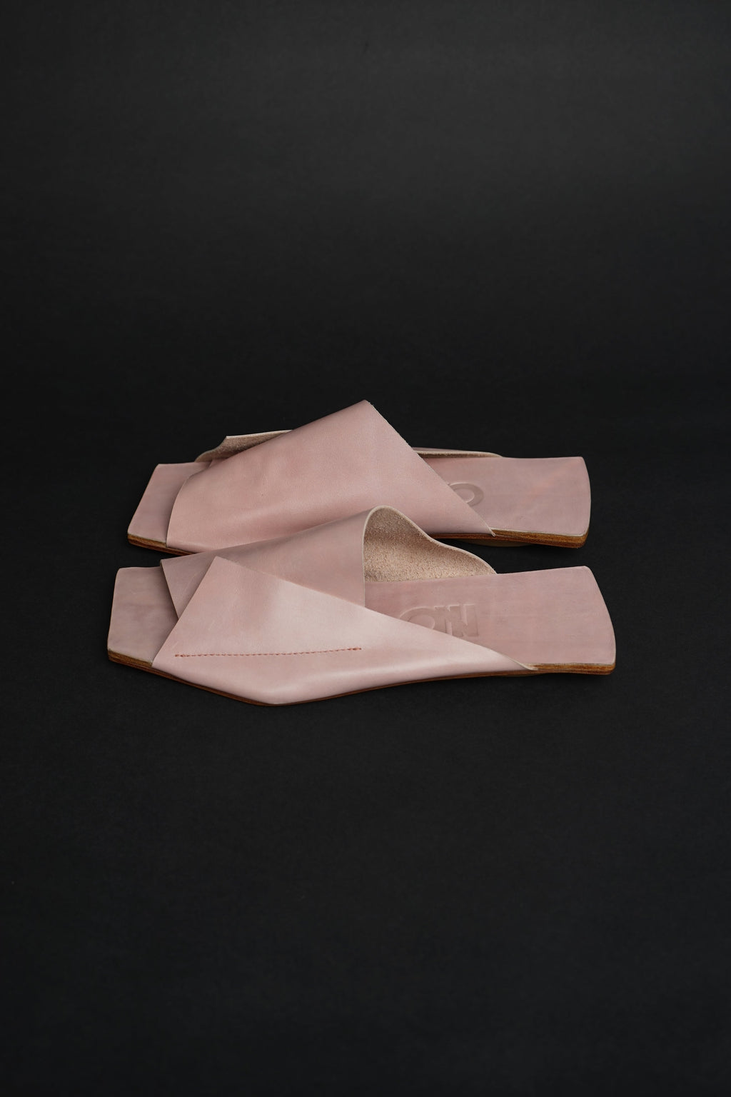 Amos Handcrafted Pink Leather Slides