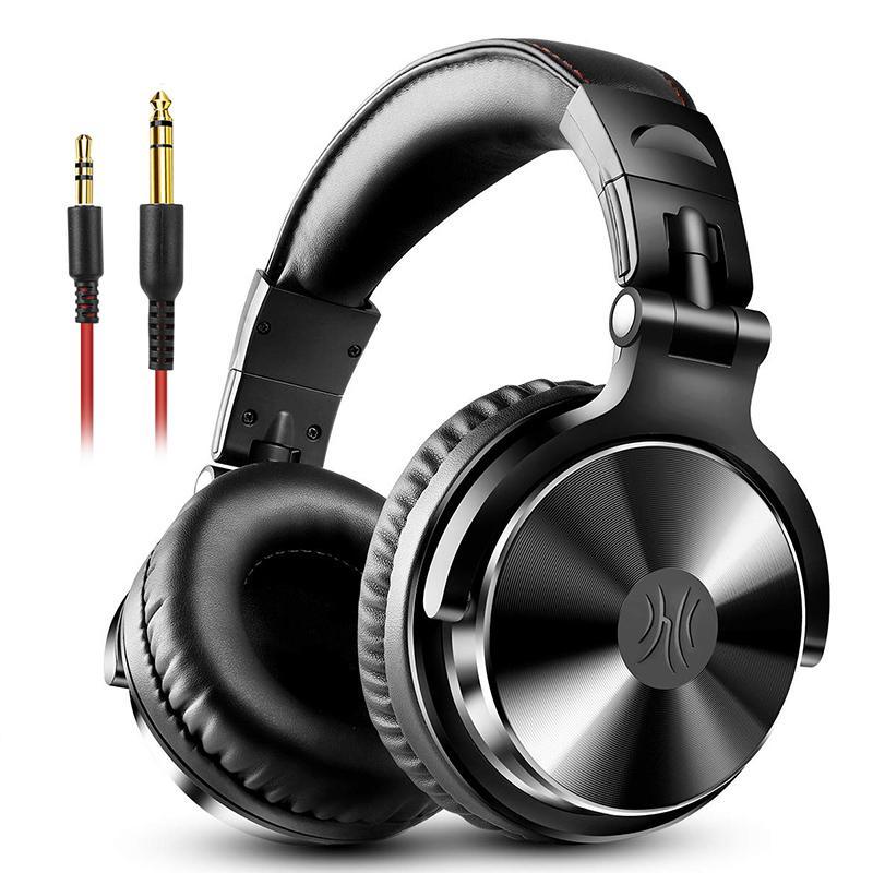 Professional studio DJ headphones in black and rose-gold with wired connection