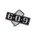 Vintage-style 609 area code stamp enamel pin for South Jersey pride.