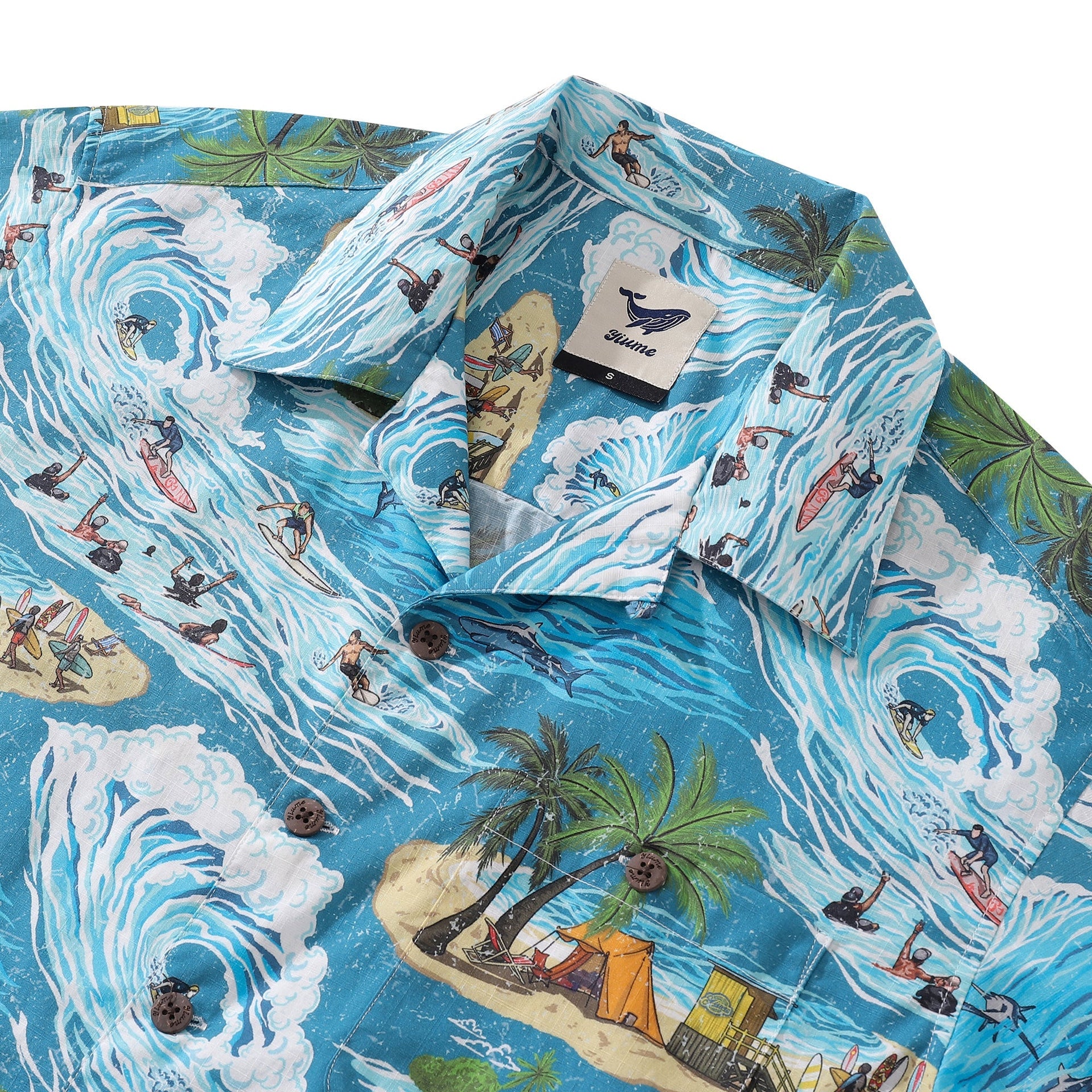 Men's Ocean Thrills 100% Cotton Vintage Camp Hawaiian Shirt