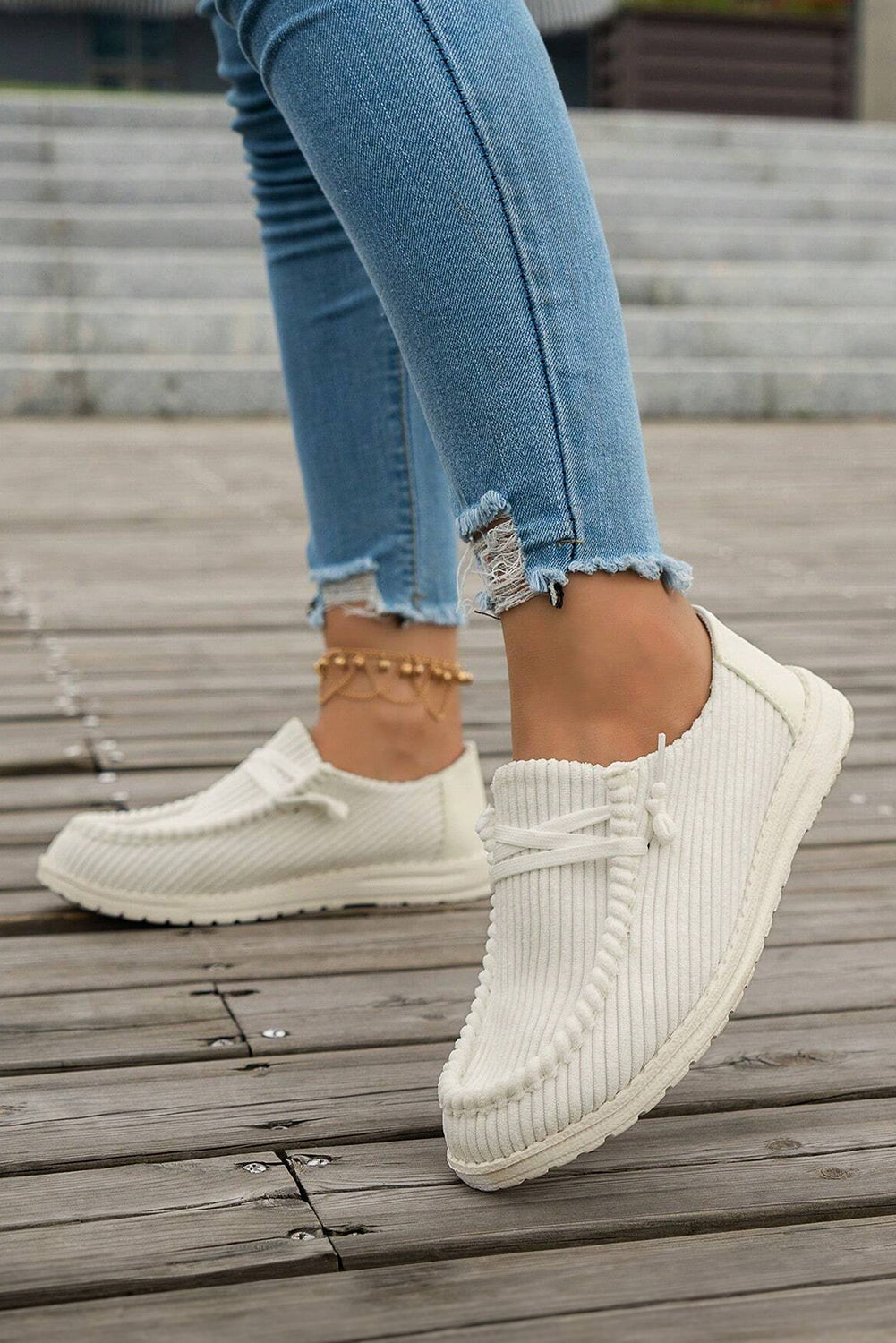 White Lace Up Casual Shoes