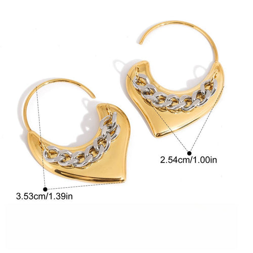 18K Gold Heart-Shaped Stud Earrings - Lightweight Luxury Jewelry