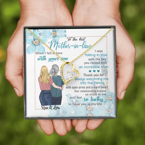 Personalized Message Card Gold Forever Love Necklace Jewelry - Best Gift For Mother's Day - To The Best Mother-in-law - IWJMRF