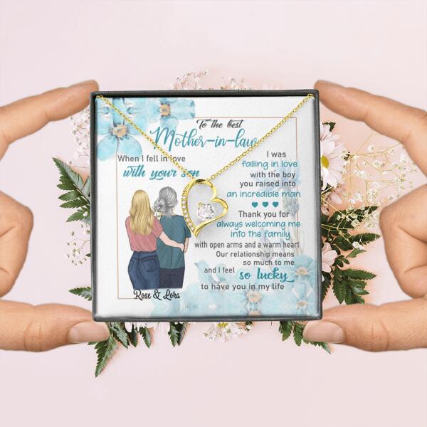 Personalized Message Card Gold Forever Love Necklace Jewelry - Best Gift For Mother's Day - To The Best Mother-in-law - IWJMRF