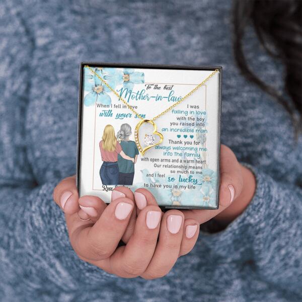 Personalized Message Card Gold Forever Love Necklace Jewelry - Best Gift For Mother's Day - To The Best Mother-in-law - IWJMRF