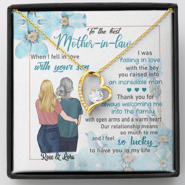 Personalized Message Card Gold Forever Love Necklace Jewelry - Best Gift For Mother's Day - To The Best Mother-in-law - IWJMRF