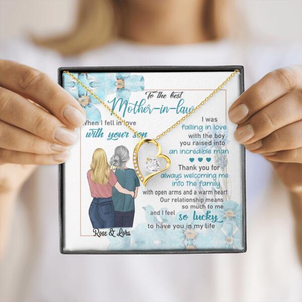 Personalized Message Card Gold Forever Love Necklace Jewelry - Best Gift For Mother's Day - To The Best Mother-in-law - IWJMRF