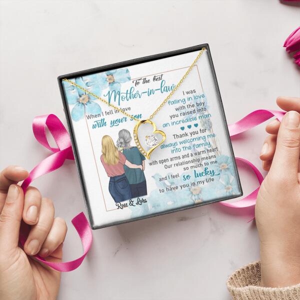 Personalized Message Card Gold Forever Love Necklace Jewelry - Best Gift For Mother's Day - To The Best Mother-in-law - IWJMRF