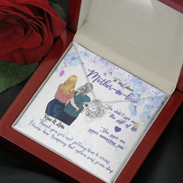 Personalized Message Card Love Knot Necklace Jewelry - Best Gift For Mother's Day - To My Mother-in-law