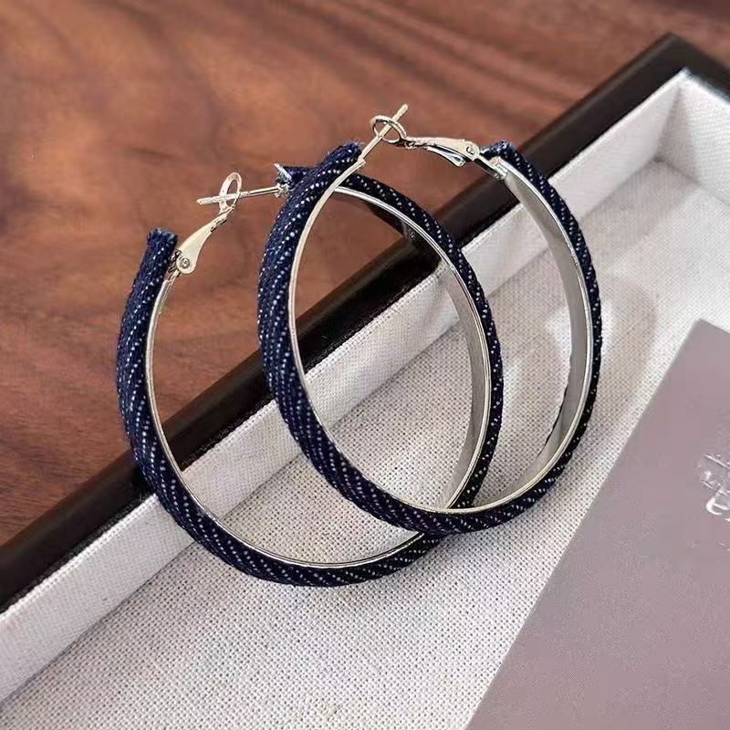 2026 Denim Hoop Earrings European Style Bold Stage Jewelry