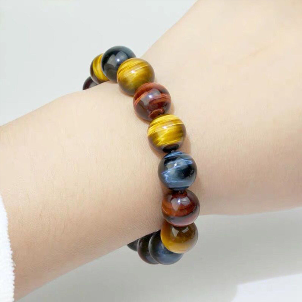 Natural Tricolor Tigers Eye Stone Beaded Bracelet