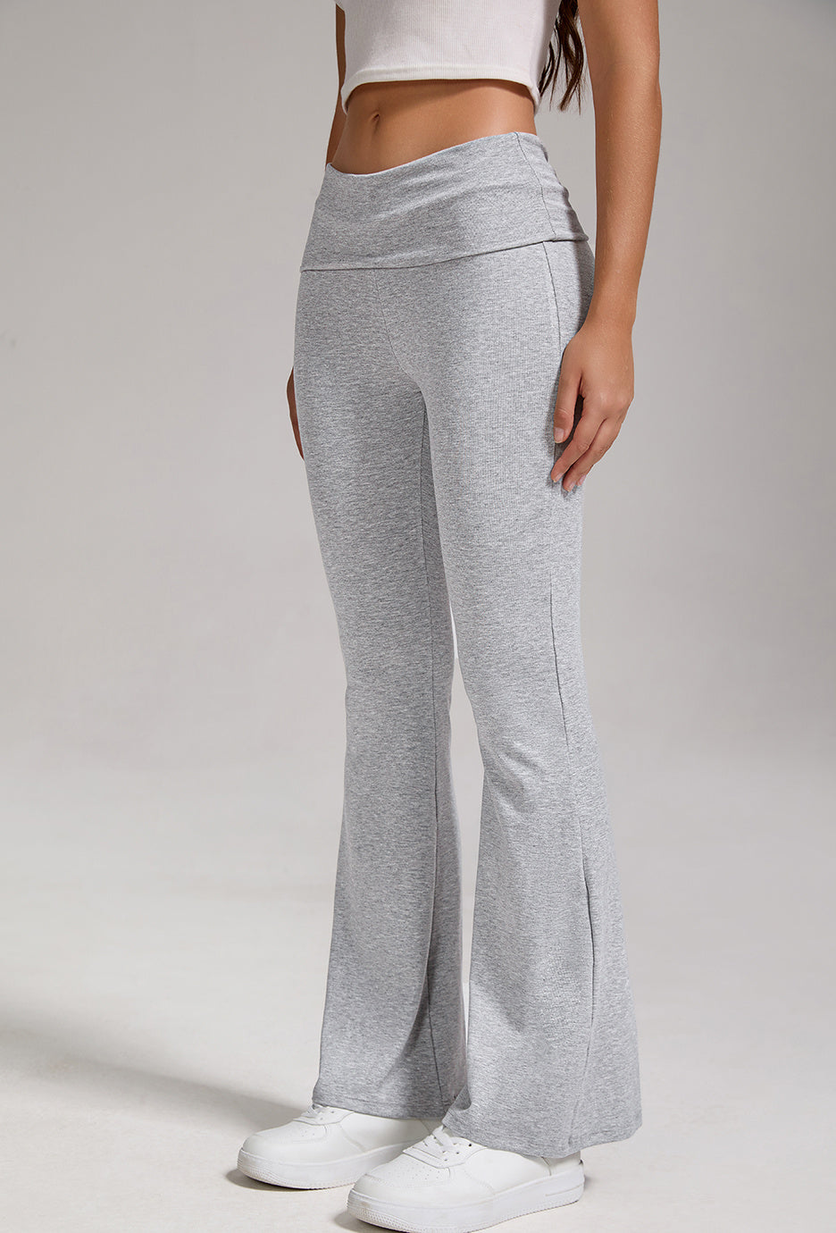 Women's Low-Waisted Folded Waist Flared Pants Wide-Leg Trousers - Image 3