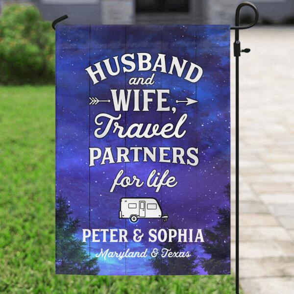 Personalized Garden Flag - Best Gift For Couple - Husband and wife, travel partners for life