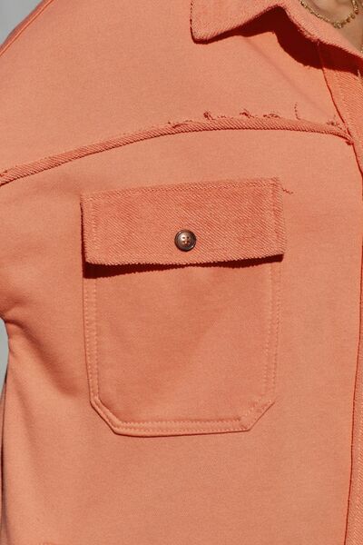 Women's Exposed Seam Button Up Jacket in Orange