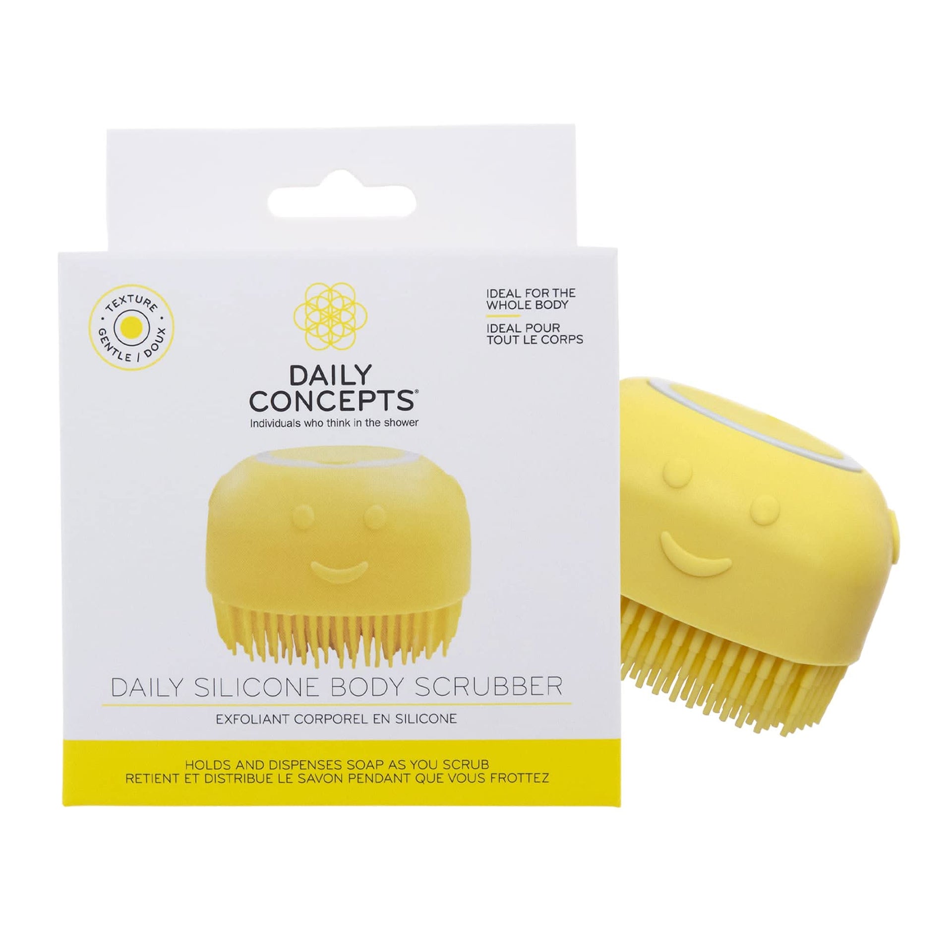 Daily Concepts Silicone Body Scrubber for gentle, hygienic exfoliation in the shower.