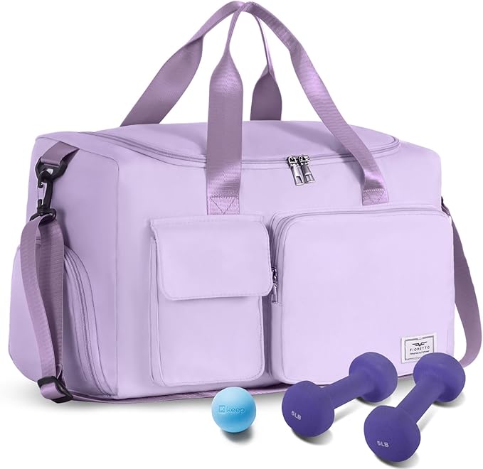 FIORETTO Women's Gym Duffle Bag with Shoes Compartment, 37L Capacity, Ideal for Travel, Gym, Sports, Duffel, Weekender