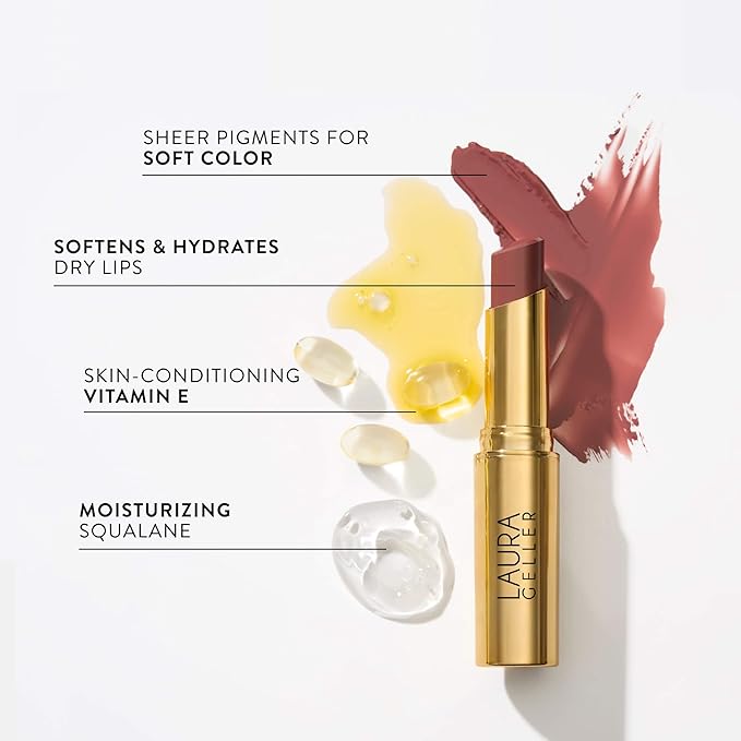 LAURA GELLER NEW YORK Jelly Balm Moisturizing Tinted Lip Color - Plum Happy - Hydrating Vitamin E - Semi-Shine Finish