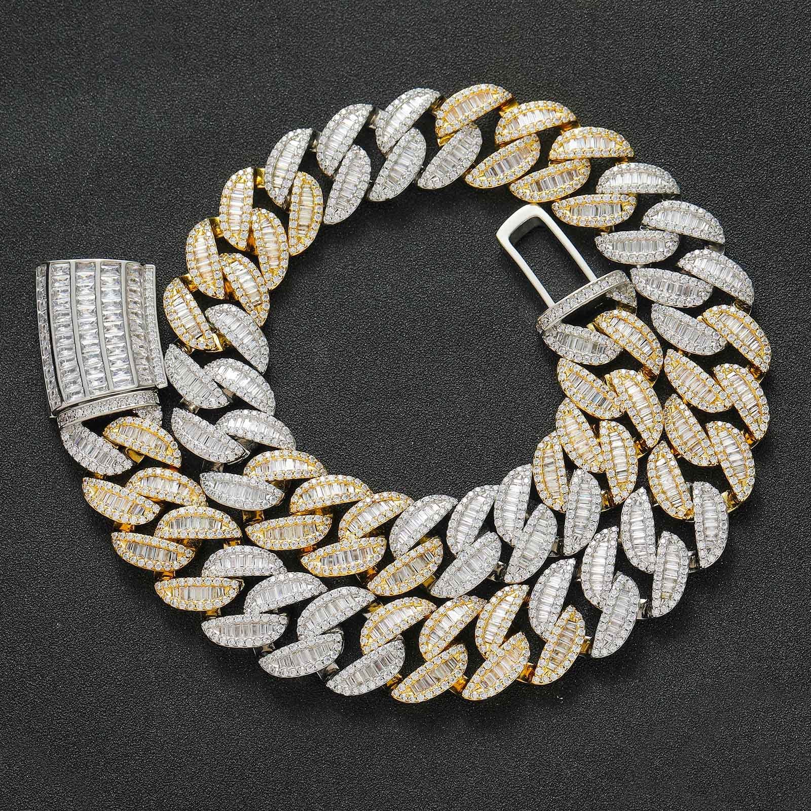 20mm Diamond-Encrusted Square Zircon Cuban Link Hip-Hop Necklace