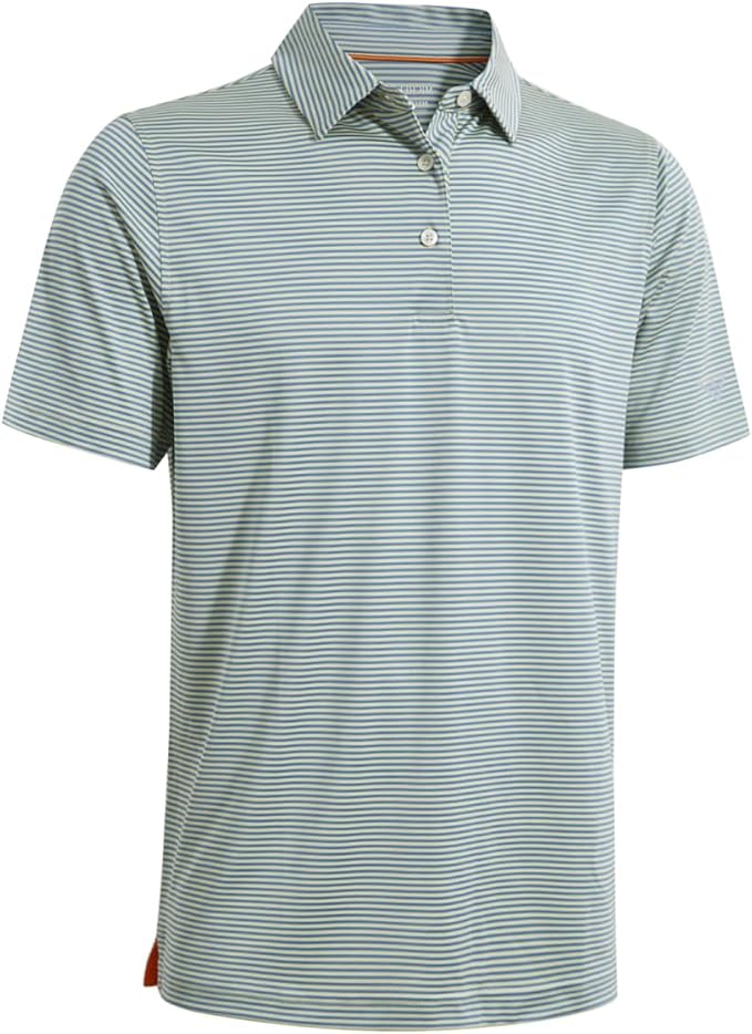 Men's striped short sleeve performance golf polo