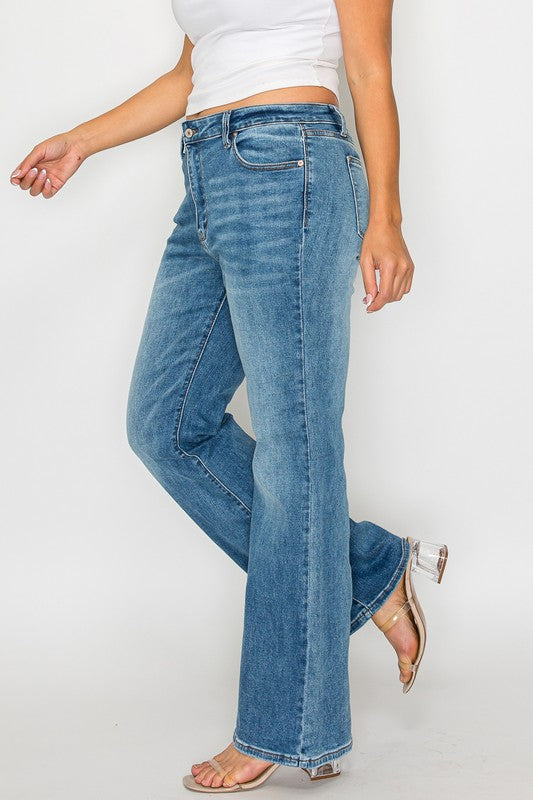 Cat's Whiskers Mid Rise Bootcut Jeans | Medium Blue Denim