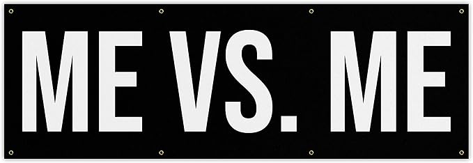 Damdekoli Me Vs Me Banner - Motivational Home Gym Decor - Large Quote Wall Art - Weightlifting - Inspirational (96 x 32 Inches)